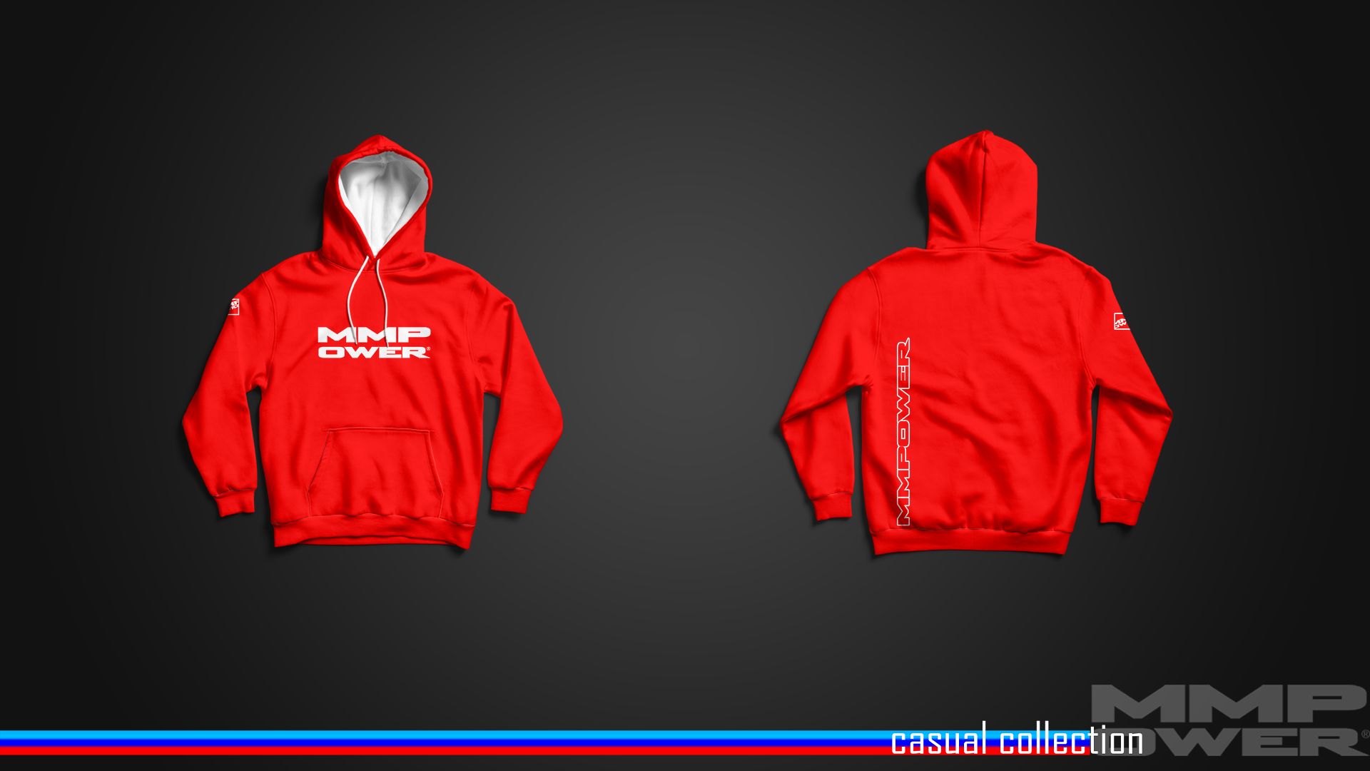 MMPower Özel Tasarım SweatShirt (Hoodie) Kırmızı Beyaz Logolu